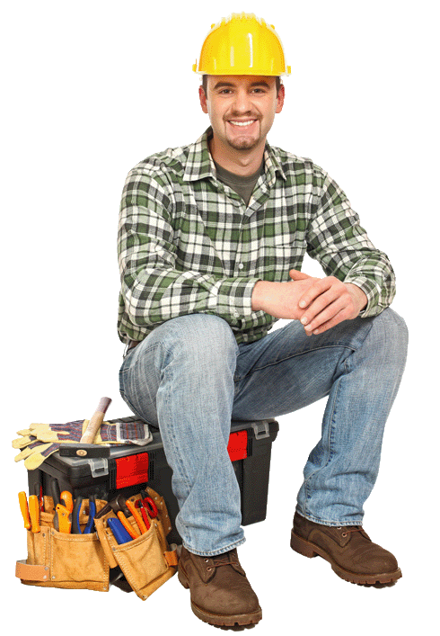 local contractor sitting on toolbox